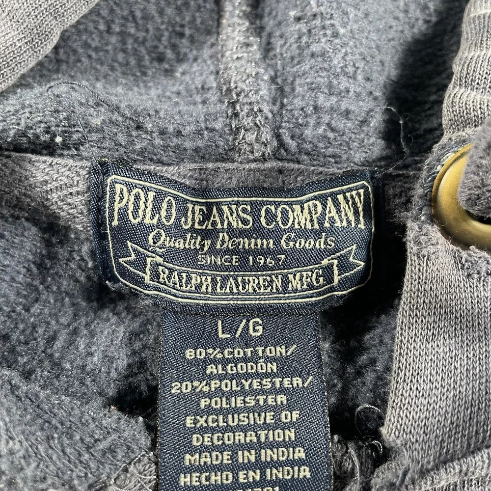 VTG 90s Polo Ralph Lauren PRL Jeans 1967 Navy Blue Pullover Hoodie Mens Sz L GUC